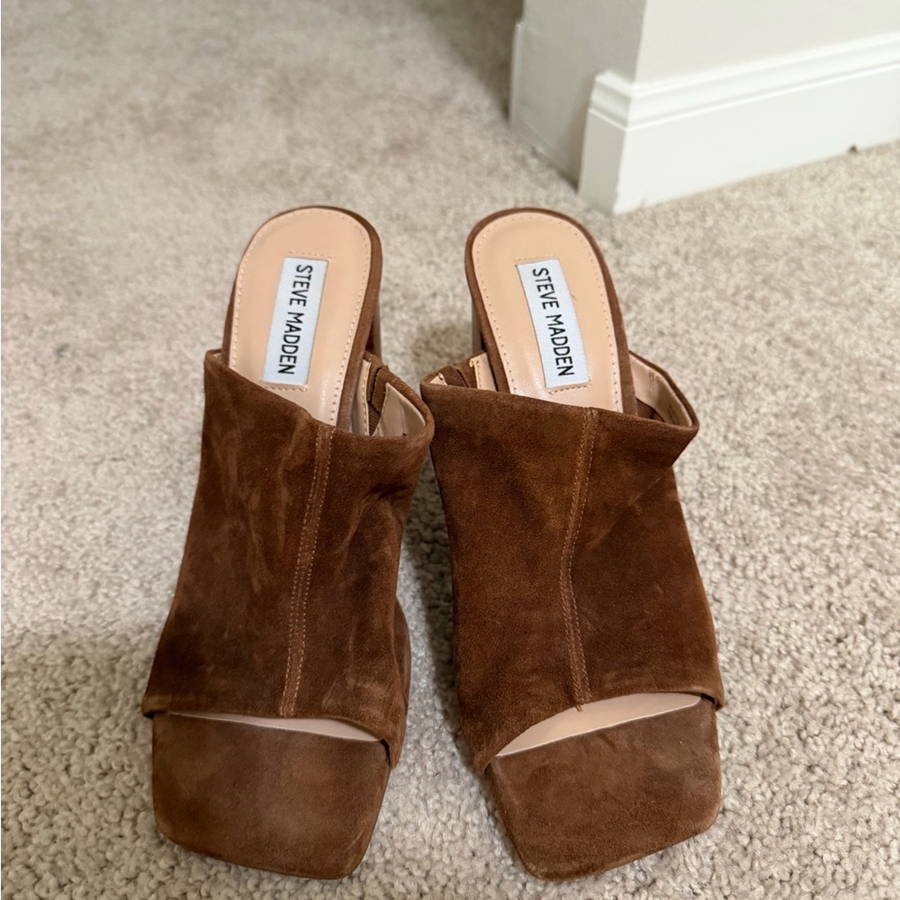 Steve Madden Brown Suede Block Heels